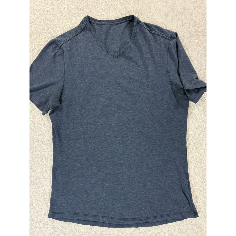 Lululemon Performance Short Sleeve V-Neck Tee Shirt (Men's Large) Blue